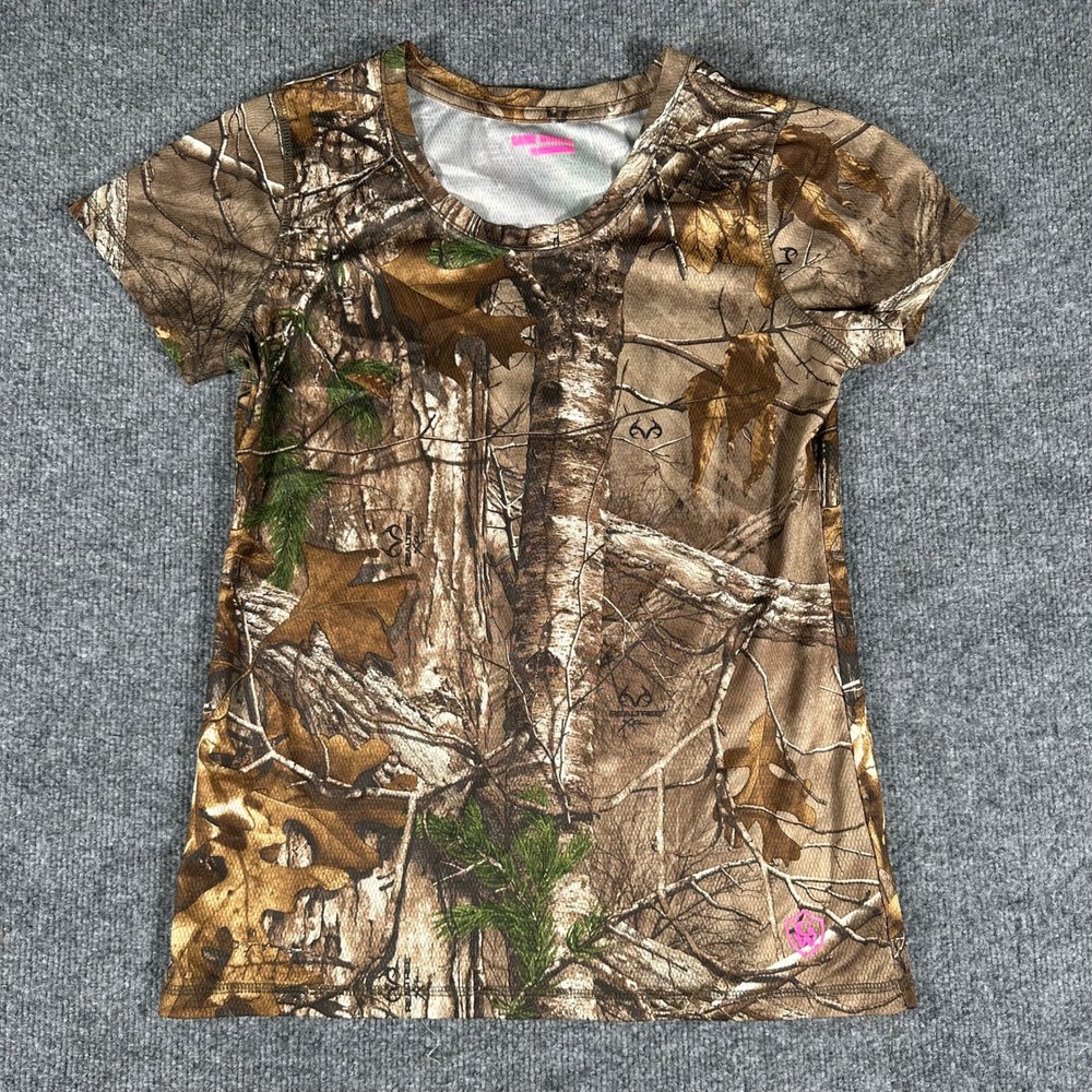 Game Winner T-Shirt Womens Size M Realtree Camo Short Sleeve Outdoor Athletic